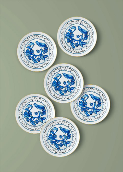 Hermia Set de Platos de Postre Multicolor (6 Piezas) de Porcelana DNR0051